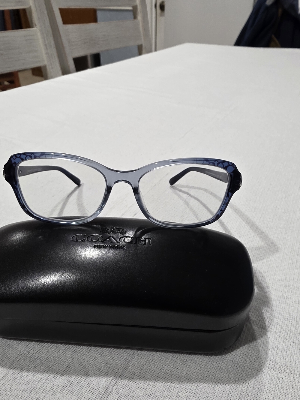 Coach Translucent Blue Patterned Cat-Eye Frames Only